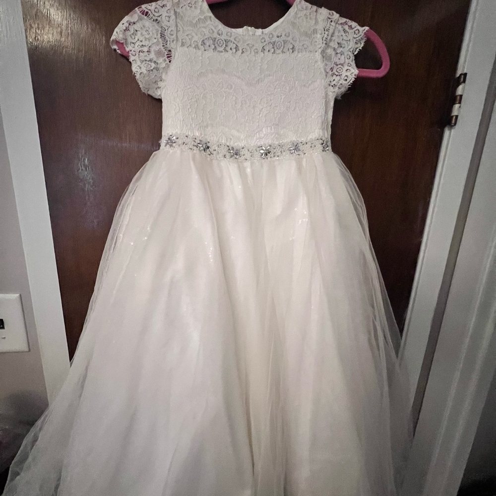 Elegant Ivory Lace Kids Formal Dress